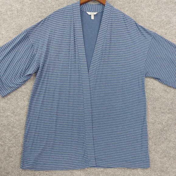 Soma House Jacket Sz XL Blue White Striped Leisurewear Lightweight Lounge Kimono - Picture 8 of 10